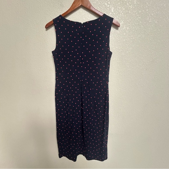Ann Taylor Women’s Navy Dress with Red Polka Dots Size 2 Career Office Dressy - Picture 2 of 4